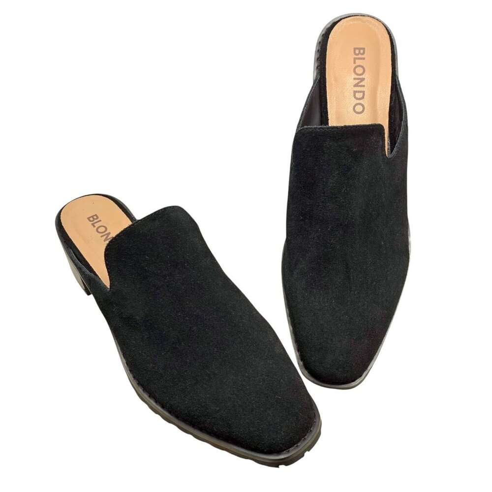 Blondo Sienna Black Waterproof Suede Mule Loafers  **NWOB‎